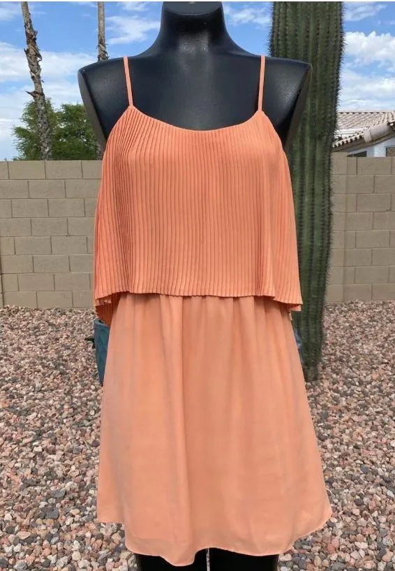 Mossimo Peach Pleated Overlay Dress - Image 2