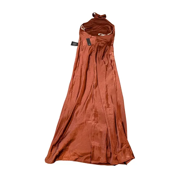 NWT Lulus Size XS Love in Your Life Rust‎ Brown Satin Halter Maxi Dress Formal - Image 8