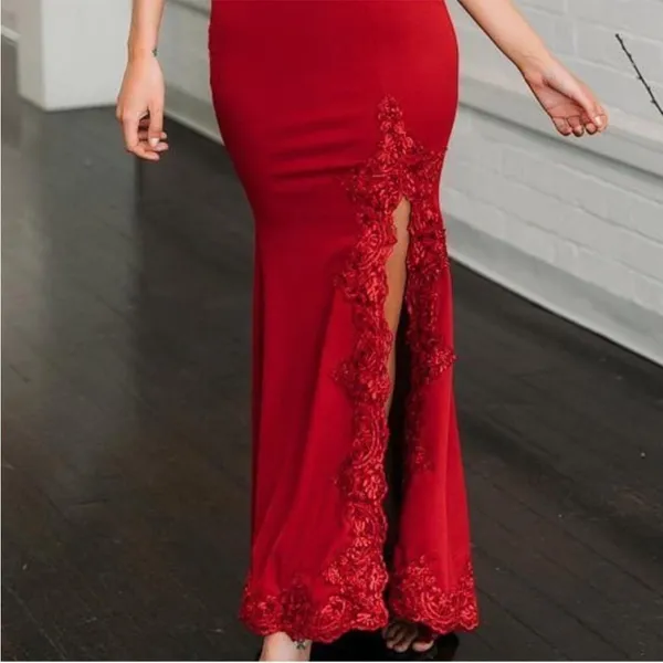Hello Molly Svelte Lace Embroidered Maxi Dress | Red size 6‎ - Image 4
