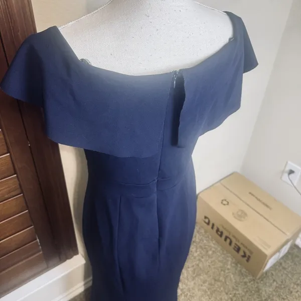 Alexa B Nites Navy Blue Formal Long Gown Dress 6P Petiite‎ draped neckline - Image 7