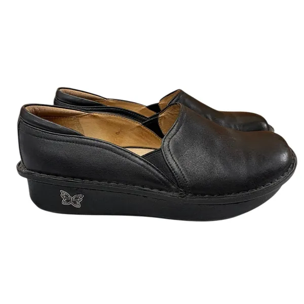 Alegria Debra Black Leather Slip On Nursing Work Shoes Cushioned NonSlip 39 - Image 2
