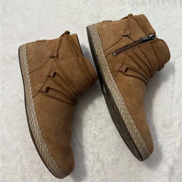 UGG Women's Rianne Chestnut Suede Braided Ankle Boots Short Booties Size 9.5 - Image 3