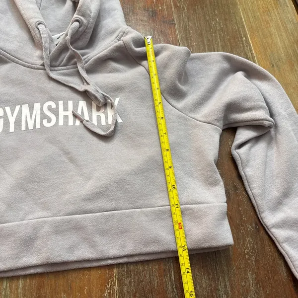 Gymshark Cropped Hoodie Small Gray White Workout Athletic - Image 8