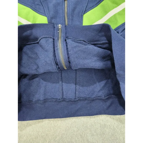 Women WEAR Erin Andrews Seattle Seahawks Yarn Dye Stripe Full-Zip Jacket Plus 3X - Image 7