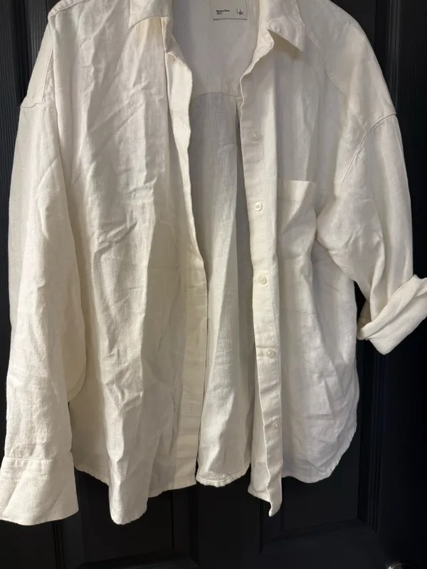 Abercrombie Linen Oversized Button Down Shirt L - Image 2