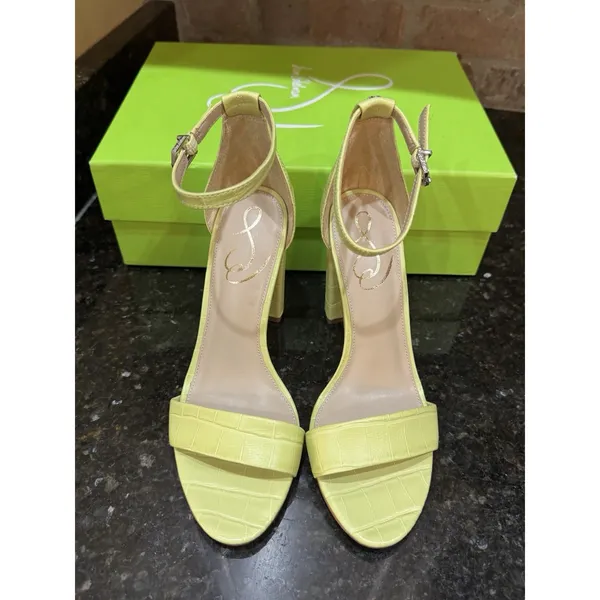 Sam Edelman Women's Yaro Block Heel Sandal Kiwi Size 6.5 Croc Embossed - Image 6