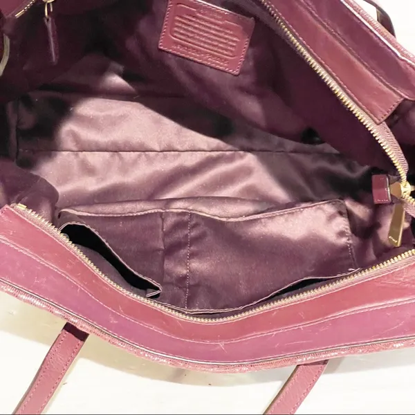 Coach‎ Taylor Red Leather Alexis Carryall Bordeaux Shoulder Bag Tote 25205 Gold - Image 6