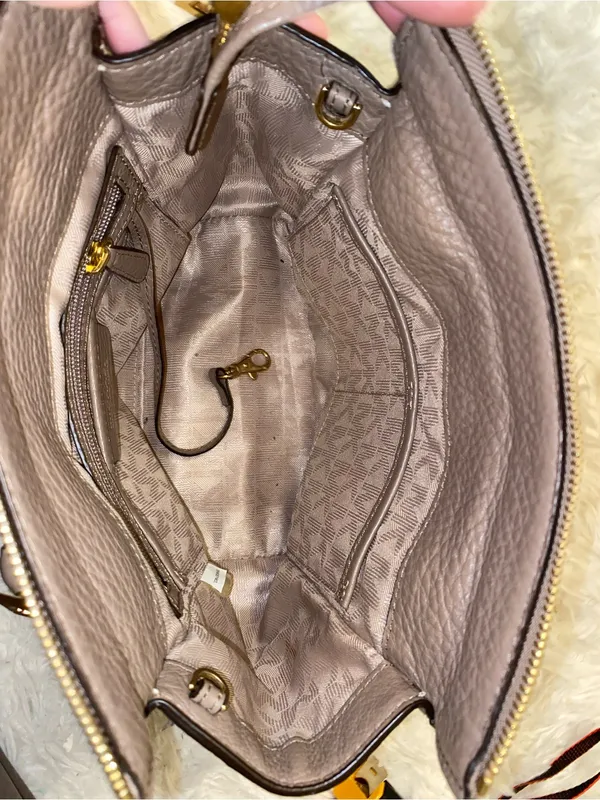 Michael Kors tan Pebbled Leather Satchel Bag purse - Image 7