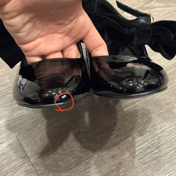 Cecelia Smile Black Patent Leather Velvet Bow Mary Jane Heels 6 Ballet Coquette - Image 4