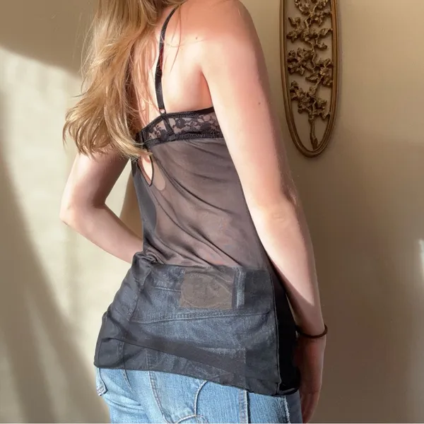 Black and Pink Mesh Padded Lingerie Top - Image 8