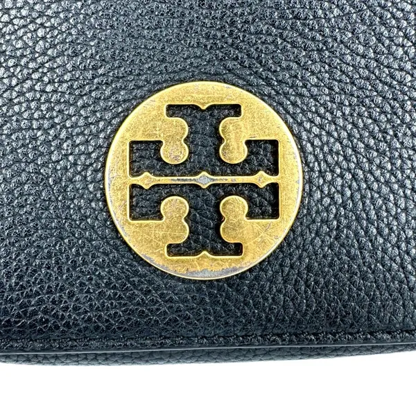 Tory Burch | One Size | Everly Black Pebbled Leather Flap Saddle Bag - Image 9