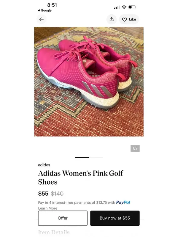 Adidas Adipower Golf Shoes Pink Size 7.5 - Image 7