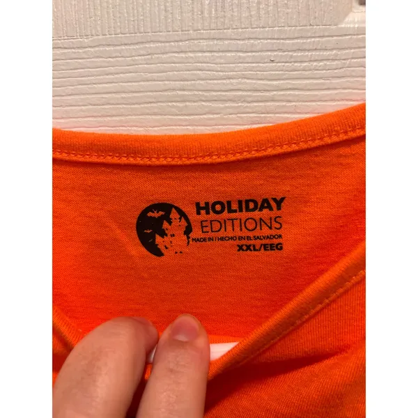Holiday Editions Happy Halloween Graphic Tee Orange Cotton Scoop XXL Teacher - Image 3