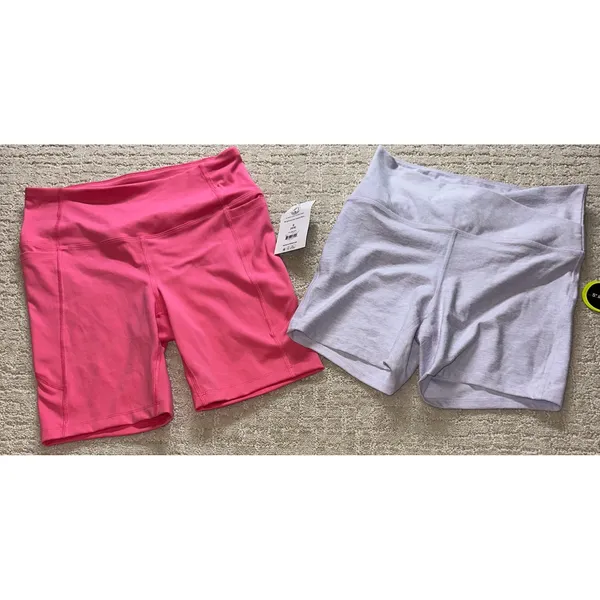 Athletic Works Biker Shorts Women S Pink Lavender Crossover Waist Bundle‎ 2 pair - Image 2
