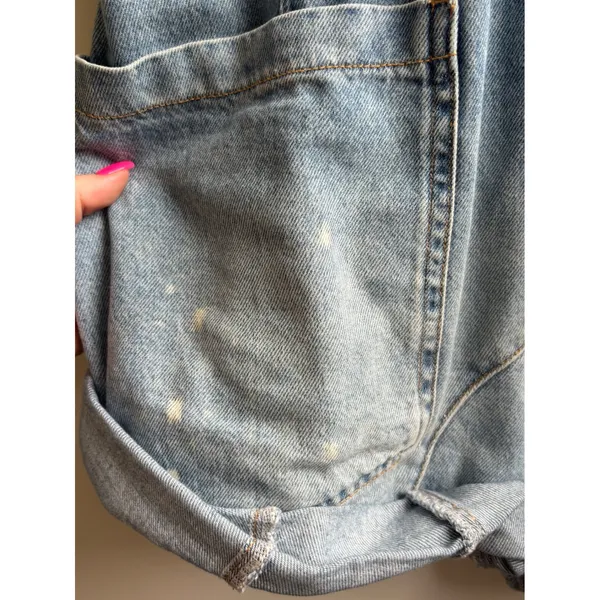 Free People We The Free High Roller Shortall Denim Romper XS‎ boho oversized - Image 4