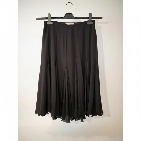 Alberto Makali Black Silk Flowy Midi Skirt Size 4 - Image 2