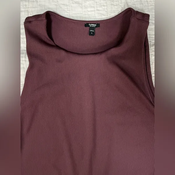 Express Mauve Ribbed Tank Bodysuit - Image 2