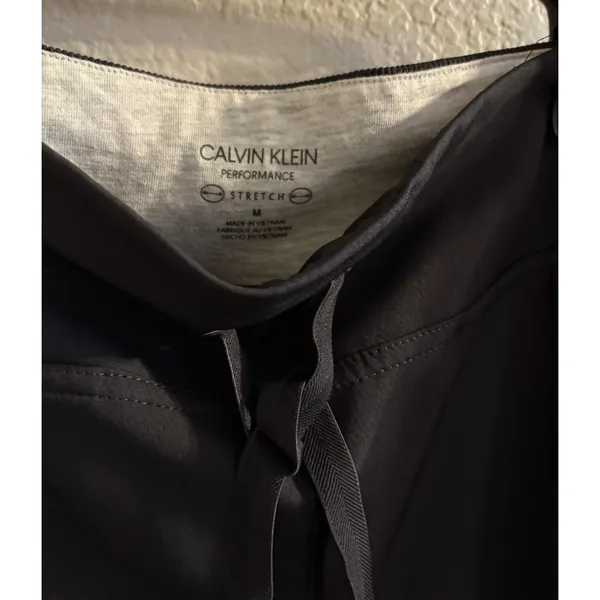 Calvin Klein Performance Dark Grey Jogger Pants CK Logo Zip Pockets Stretch M - Image 3