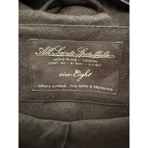 AllSaints Women Coat 8 Black Tepo Wool Oversized Shawl Collar Tailored Jacket - Image 4