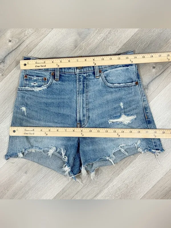 Abercrombie & Fitch High Rise Denim Cutoffs Mom Jean Shorts‎ Blue Size 2 26 - Image 10