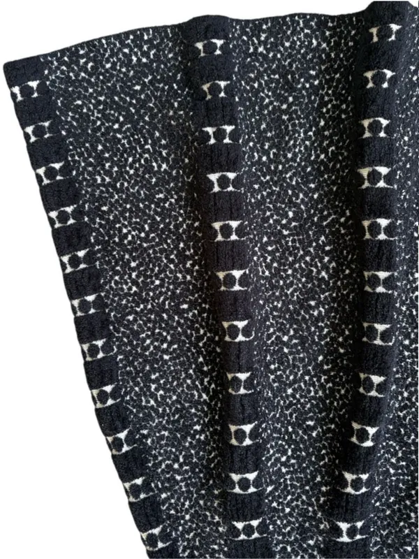EUC Anthropologie MOTH Jacquard Knit Granite Skater Skirt Black Cream Medium - Image 6