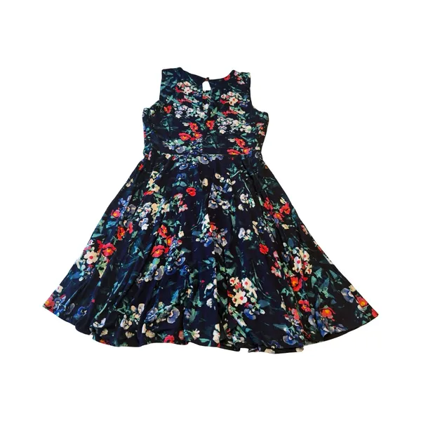 Adrienne Vittadini Womens Navy Floral Fit and Flare Dress‎ Sleeveless Medium - Image 4