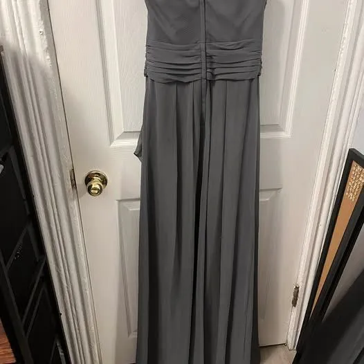 David's Bridal Grey Strapless Bridesmaid Dress Size 2 - Image 4