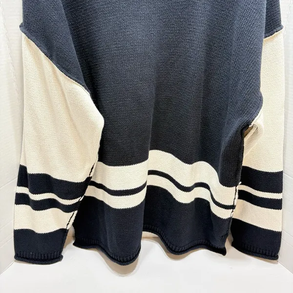 We The Free Ella Colorblock Roll Neck Knit Sweater Black & Cream M NWT - Image 3