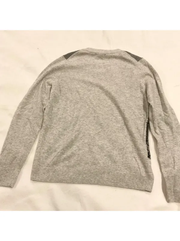 J.Crew wool gray and black lace front sweater szM bust39 - Image 5