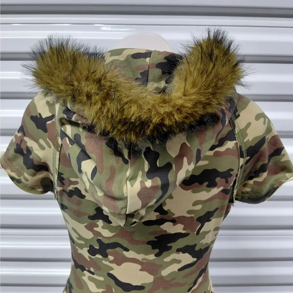 Dolls Kill Generation Kiss Womens Camo Hoodie Dress XS Faux Fur Y2K Mini Street - Image 10