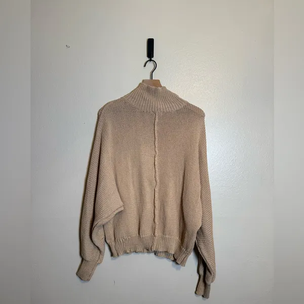 POL Pearl Detail Oversized Chunky Knit Turtleneck Long‎ Sleeve Sweater - Image 6