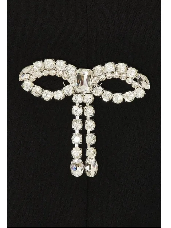MORE TO COME Marie Mini Dress in Black Rhinestone Bows - Image 3
