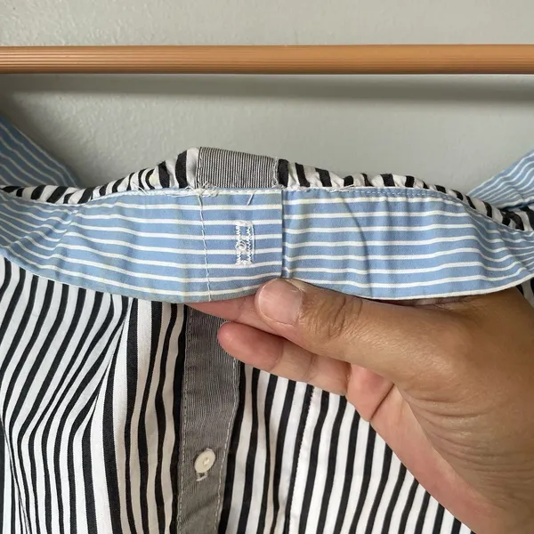 Bailey 44 False Start Short-Sleeve Off-the-Shoulder Shirt Blue Stripes Size 0 - Image 7