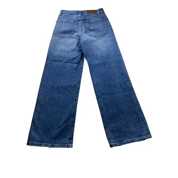 Madewell Slim Wide Leg Crop Jeans Womens 28 High Rise Raw Hem Medium Wash - Image 2