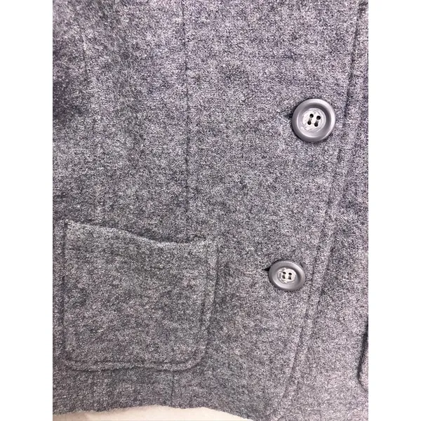 Jones New York‎ Blazer Women Medium Gray 100% Wool Knit Button Front Jacket - Image 8