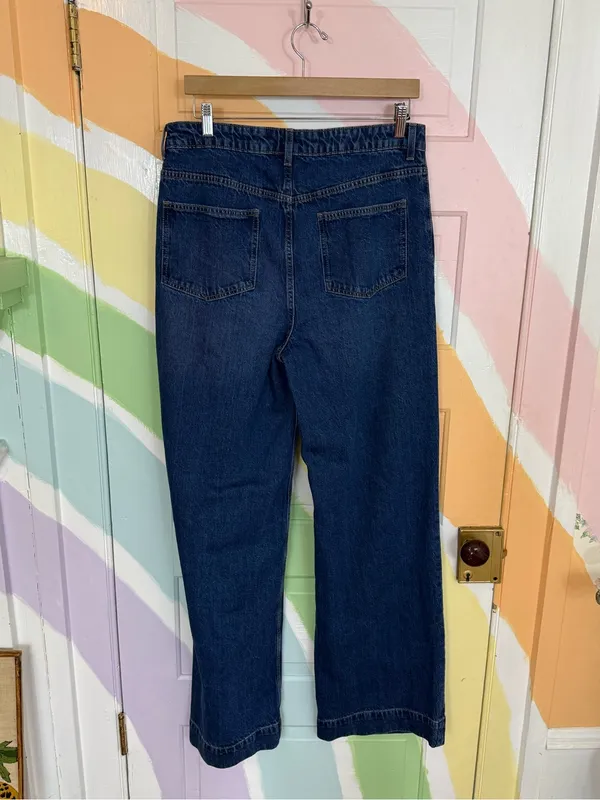NWT ASOS Tall High Waist Wide Leg Jeans Front Patch Pockets Dark Wash Sz 32 🧡🍄 - Image 9