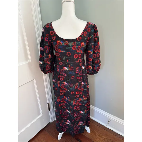 Rachel Comey‎ for Target Black Red Floral Rayon Blend Dress Size 2 - Image 3