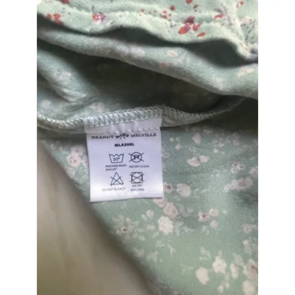 Brandy Melville Sage Green Floral Midi Skirt Side Slit Ditsy Flower MLA308L - Image 5