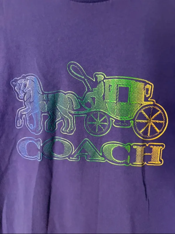 Coach Royal Blue Short Sleeve Tee with Multicolor Horse & Carriage Logo - Image 3
