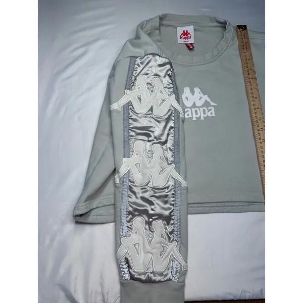 Kappa Womens Cropped Sweatshirt Light Grey Logo Sleeve Tape Large - Image 9