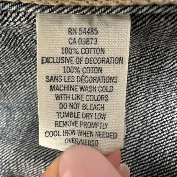 American Eagle Jean Trucker Jacket Distressed Waist Length Blue Denim Women’s M - Image 9