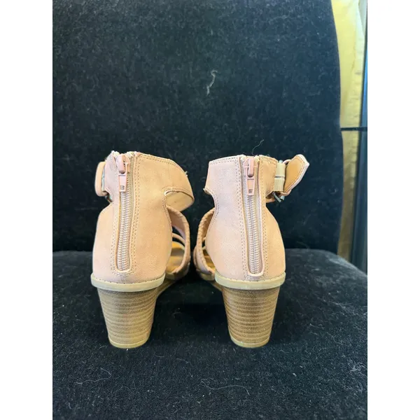 Dolcetta Delia Blush Pink Strappy Wedge‎ Sandals Fringed Detail Size 6M - Image 4