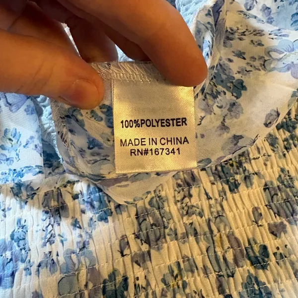 Hello Molly‎ NWT Blessings Midi Dress Blue Floral Off the Shoulder Ruffle Medium - Image 5