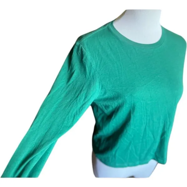 Womens Victorias Secret PINK Spruce Green Long Sleeve Tee Shirt - Sz S - Image 2