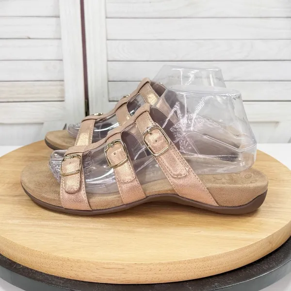 Vionic Misa Strappy Slide Sandal‎ Metallic Rose Gold Womens 8 - Image 3