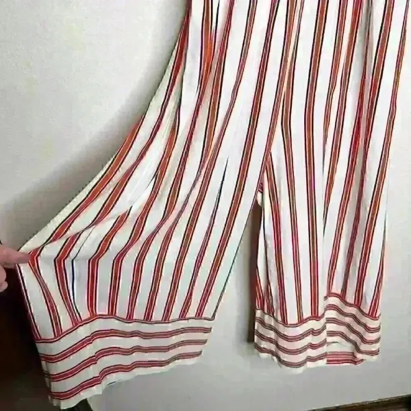 Urban Outfitters Raven striped Plunging Halter‎ Style cropped Jumpsuit sz S - Image 6
