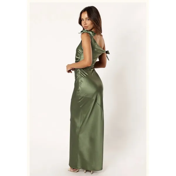 Petal & Pup Selma Off Shoulder Maxi Dress Olive Gown Satin Bows Size XL - Image 3