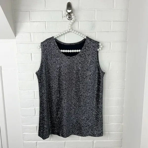 Vintage Montgomery Ward Silver Sparkle Button Down Shirt + Tank Set - Image 3