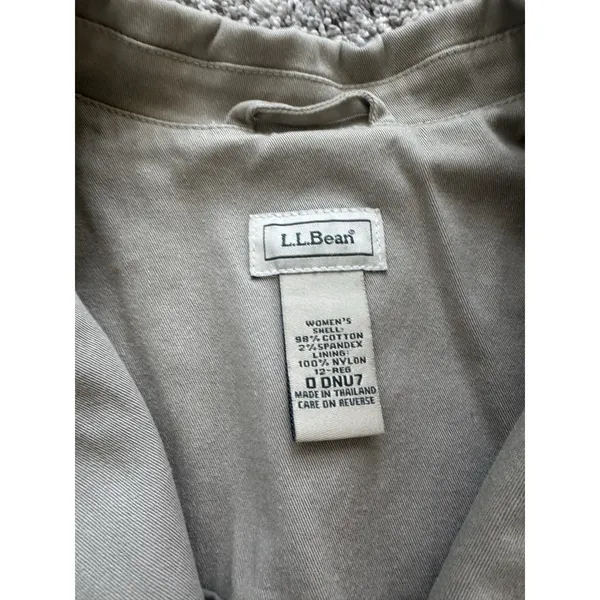 LL Bean Jacket Womens Sz 12R Utility Khaki‎ Cotton Canvas Unlined Blazer Jacket - Image 7