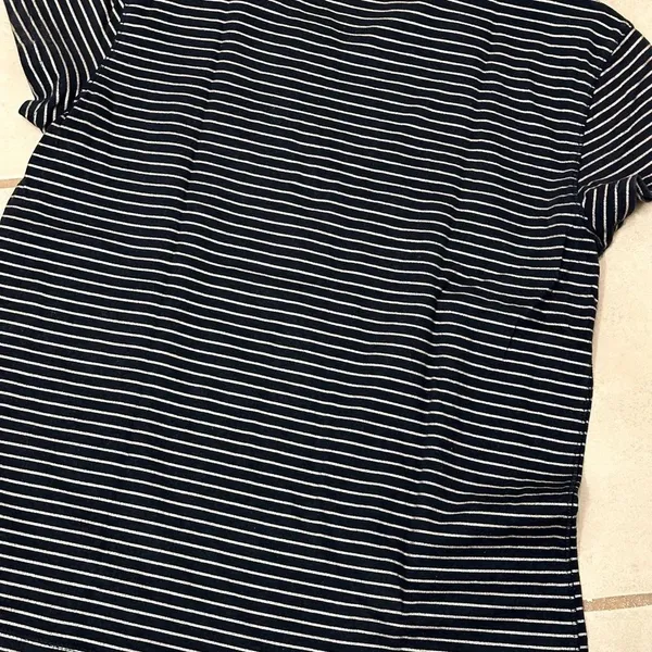 Abercrombie & Fitch Women Navy Blue‎ Crew Neck stripe T-Shirt size XS - Image 7